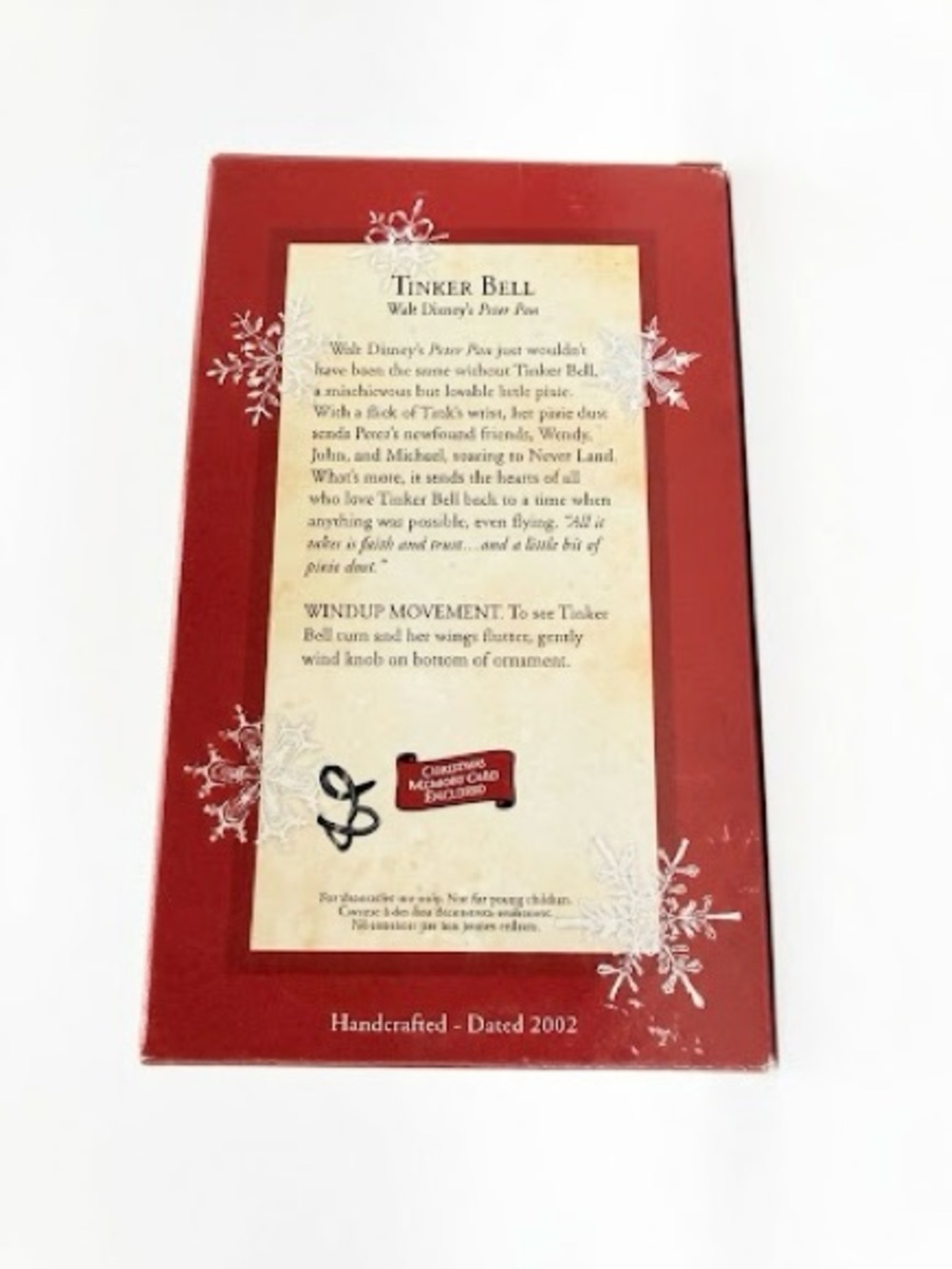 π§ββοΈβ¨ Hallmark Keepsake Tinker Bell Ornament β 2002, Disney Peter Pan - Picture 5 of 6